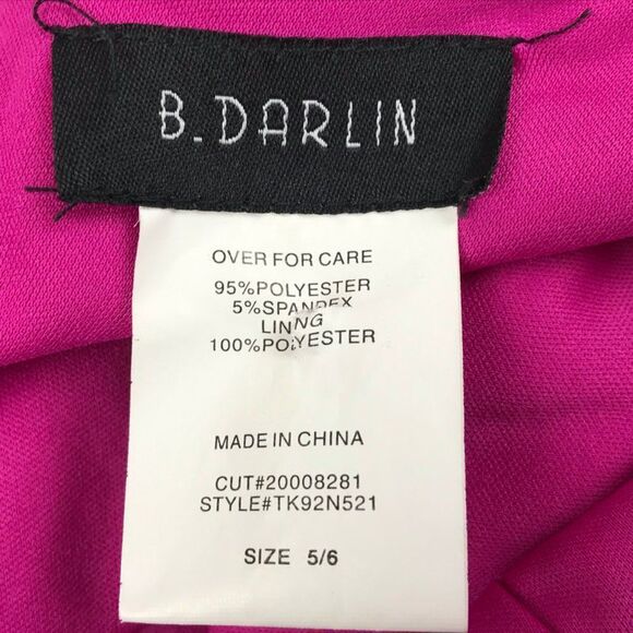 B. Darlin Strappy Mini Shift Dress Juniors Size 5/6 Pink Ruffle Trim Zip Party - Picture 7 of 8